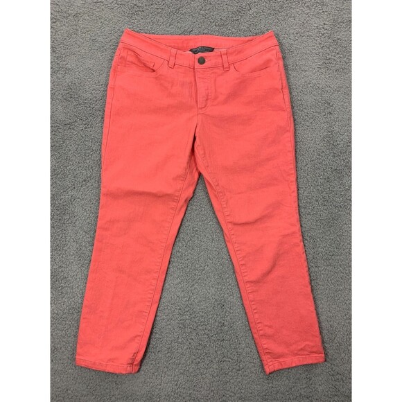 CHRISTOPHER & BANKS Signature Slimming Petite 8P Pink Denim Jeans Straight Leg - Picture 1 of 11